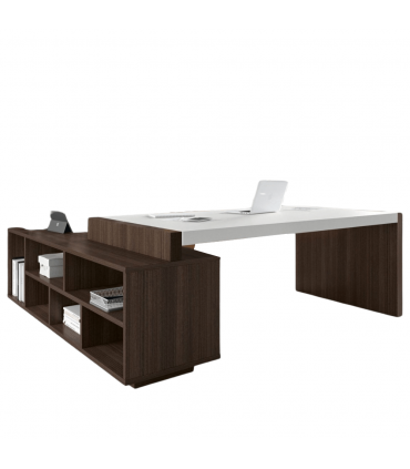 Scrivania con fianco dritto e mobile servente a giorno by Compir