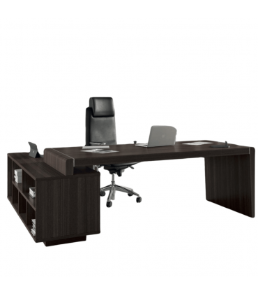 Scrivania con fianco sagomato e mobile servente by Compir