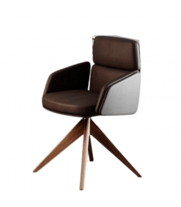 Poltrona con base piramidale in legno Lead by LAS