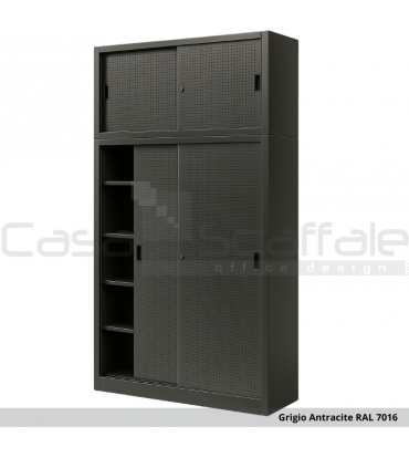 Armadio metallico ante scorrevoli lamiera forata con sopralzo