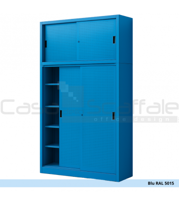 Armadio metallico ante scorrevoli lamiera forata con sopralzo