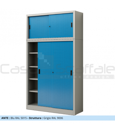 Armadio metallico ante scorrevoli lamiera forata con sopralzo