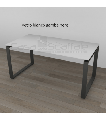 Scrivania con piano in vetro e gamba ad anello chiuso Loft