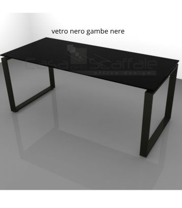 Scrivania con piano in vetro e gamba ad anello chiuso Loft