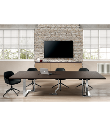 Tavolo riunioni rettangolare con profilo in alluminio Archimede by Alea